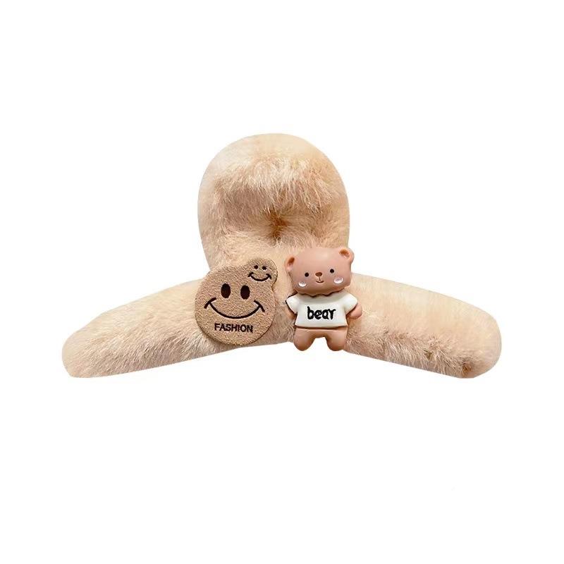 Autumn and Winter cartoon plush clip large shark clip furry hairpin back head hair grip furry hairpin female