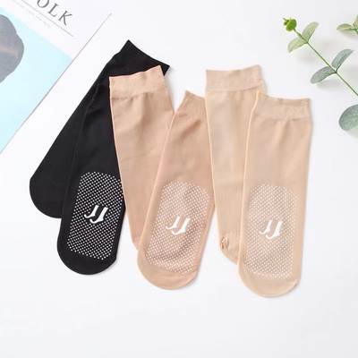 Foot Non-slip Silicone Velvet Stockings Women's Short Wear-resistant Breathable Spring and Summer Thin Core-spun Silk Short Socks