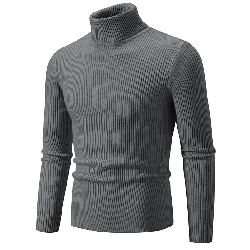 Cross-border autumn and winter new men's sweater solid color turtleneck sweater casual coat men's pullover plus size sweater