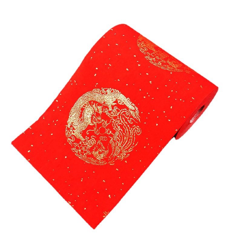 Утолщенная бумага Wannian Red Xuan, обсыпанная золотом, длинный рулон, чаша, бумага, пустая рукописная раскраски для весеннего фестиваля, кисть для каллиграфии, бумага Ваданга с драконом и Фениксом