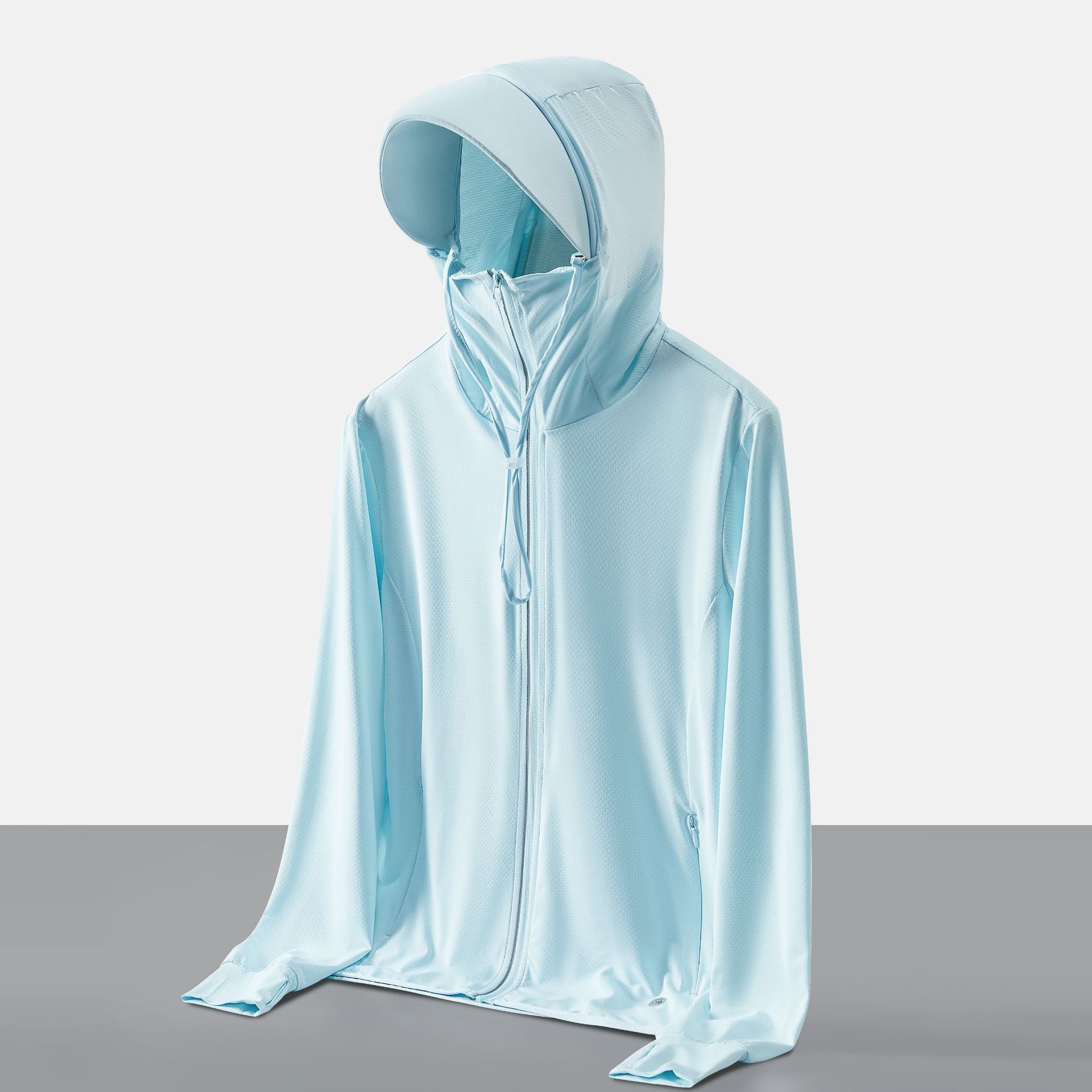 Ice Silk Sunscreen Clothing for Men and Women Summer Thin Anti-ultraviolet Breathable Upf50 Big Hat Brim Face Covering Integrated Sunscreen Clothing