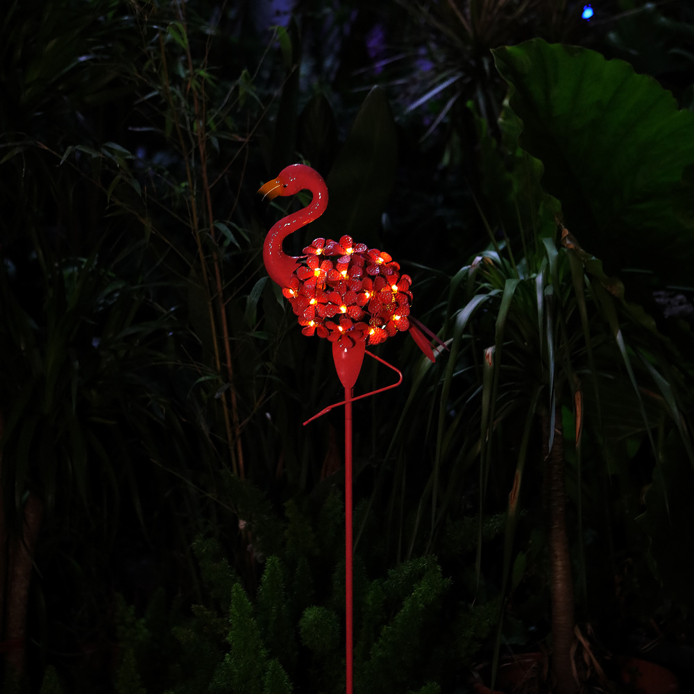 Cross-border solar flamingo lawn lamp ground plug lamp landscape lamp decoration outdoor Villa Garden Garden lamp