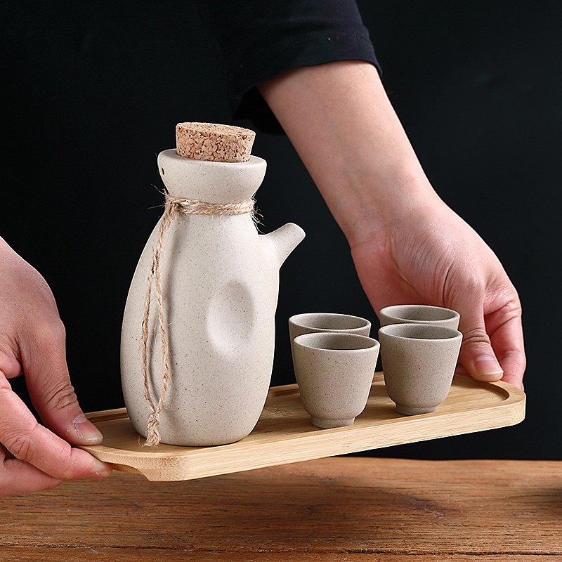 日本式清酒壺白酒陶磁器酒具セット家庭用レストランのホットポット|undefined