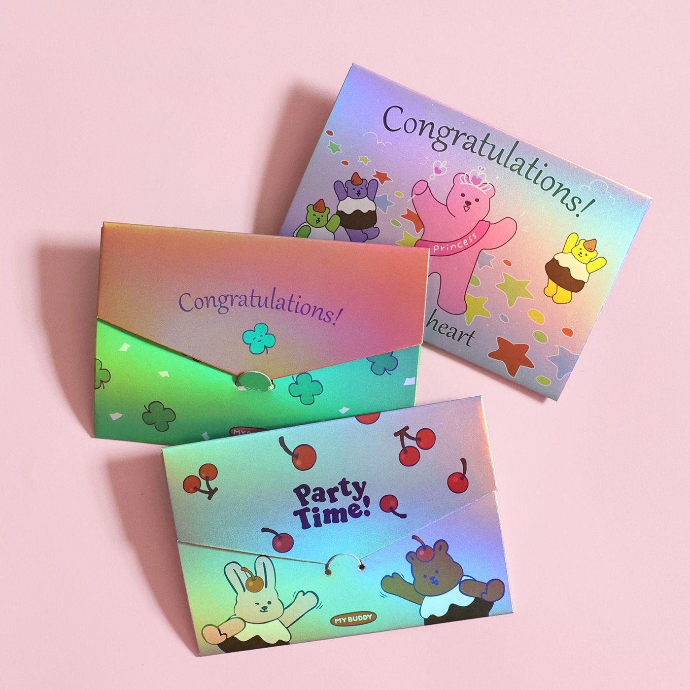 South Korea dailylike same bear dog holiday creative folding envelope greeting card laser birthday greeting card