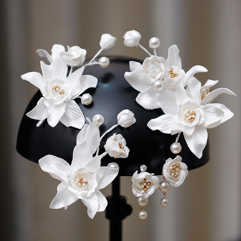 Copricapo da sposa coreano Mori nuovo super fata versatile squisito bocciolo di fiore forcina abito da sposa accessori abito da sposa_voghion.com