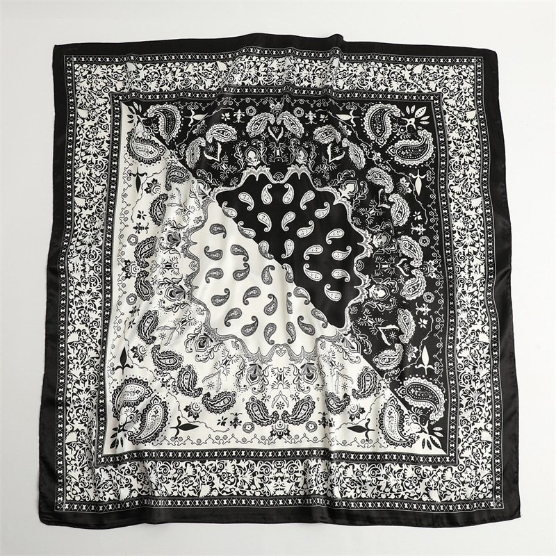 Two-color Colorblock Cashew Scarf Vintage Silk Scarf Imitation Silk Scarf 90cm Large Square Thin Headscarf Shawl