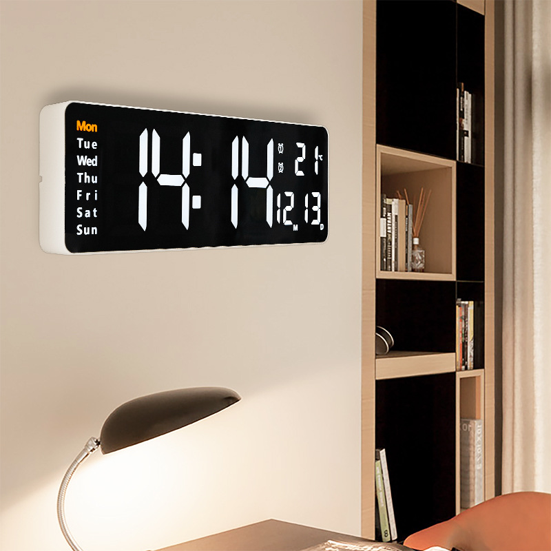 Large screen function display clock Nordic digital clock simple living room wall clock LED wall clock 13-inch, 16-inch