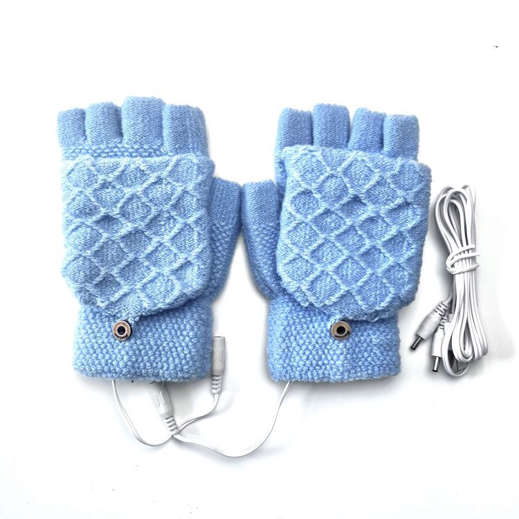 Gants chauffants électriques USB demi-doigts chauffage électrique extérieur intérieur 2 hommes hiver chaud source d'approvisionnement transfrontalière_voghion.com