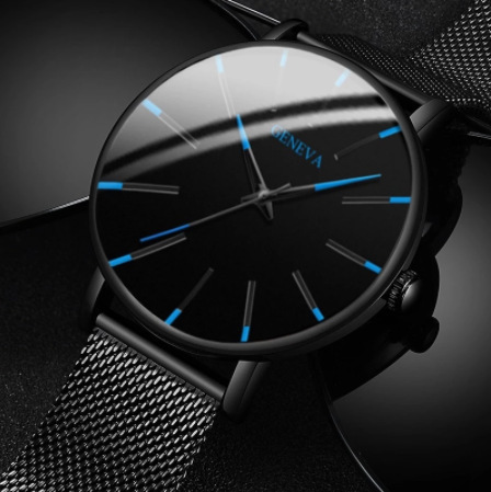 Wish New Geneva Watch Casual Korean Style Simple Watch Mesh Band Quartz Wrist Watch Foreign Trade Men's Watch
