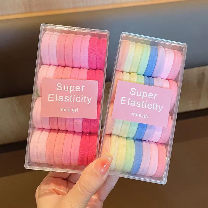 Simple cute handmade hair band hair rope Korean style durable tie hair high ponytail rubber band hair accessories candy color boxed - ShopShipShake