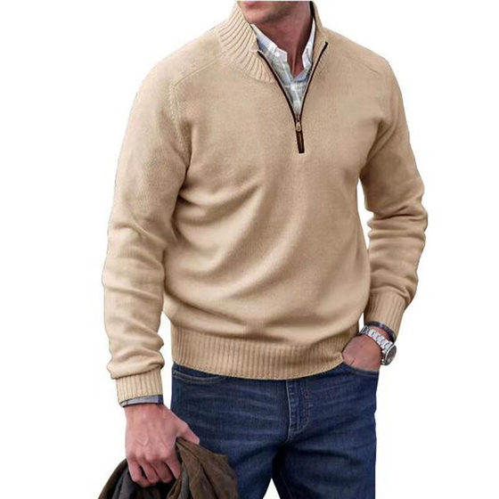 Sweater Independent Station Foreign Trade Men's Zipper Stand Collar Sweater Wool Men's Warm Sweater Cardigan Jacket for Men