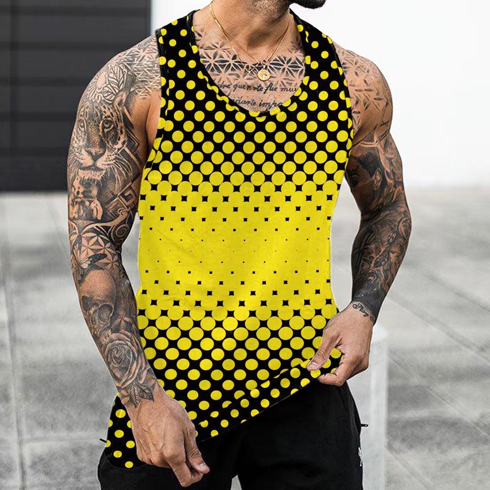 New Vest Cross-border Foreign Trade Men's European and American 3D Printing Loose Casual Men's Vest Factory Straight Hair