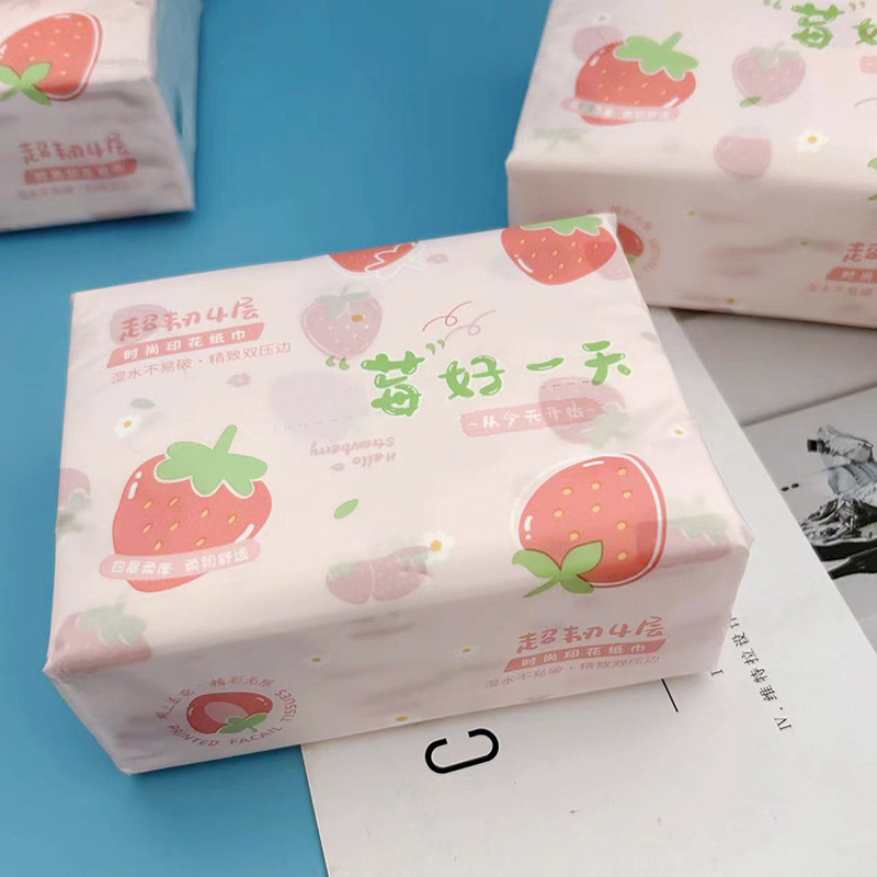 Printed Paper Strawberry Printed Paper Towel Pack 300 Household Paper Towel Paper Toilet Paper Colorful Napkin