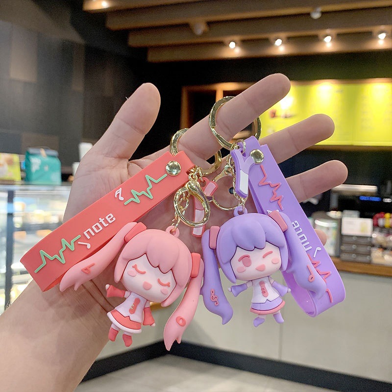 初音未來周邊硅膠鑰匙鏈汽車書包公仔鑰匙掛件包包掛飾動漫鑰匙扣