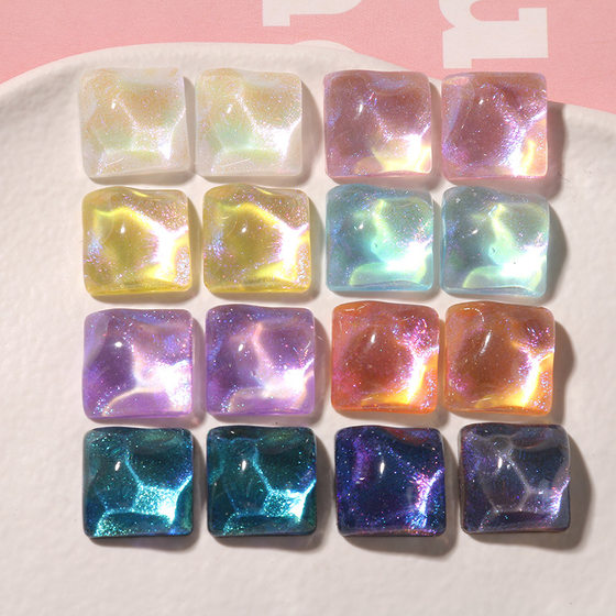 2024 new starry sky water ripple glitter square patch diy resin earring hair clip phone case material wholesale