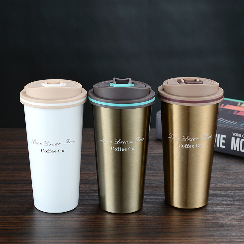 European Creative Portable Coffee Cup 304 Stainless Steel American Portable Coffee Cup Car Portable Coffee Cup