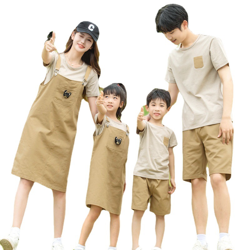 2025 Korean-style Parent-child Dress Striped Family of Three Four Family Dress Summer High-end Mother-daughter Family Dress Strand Dress Trendy