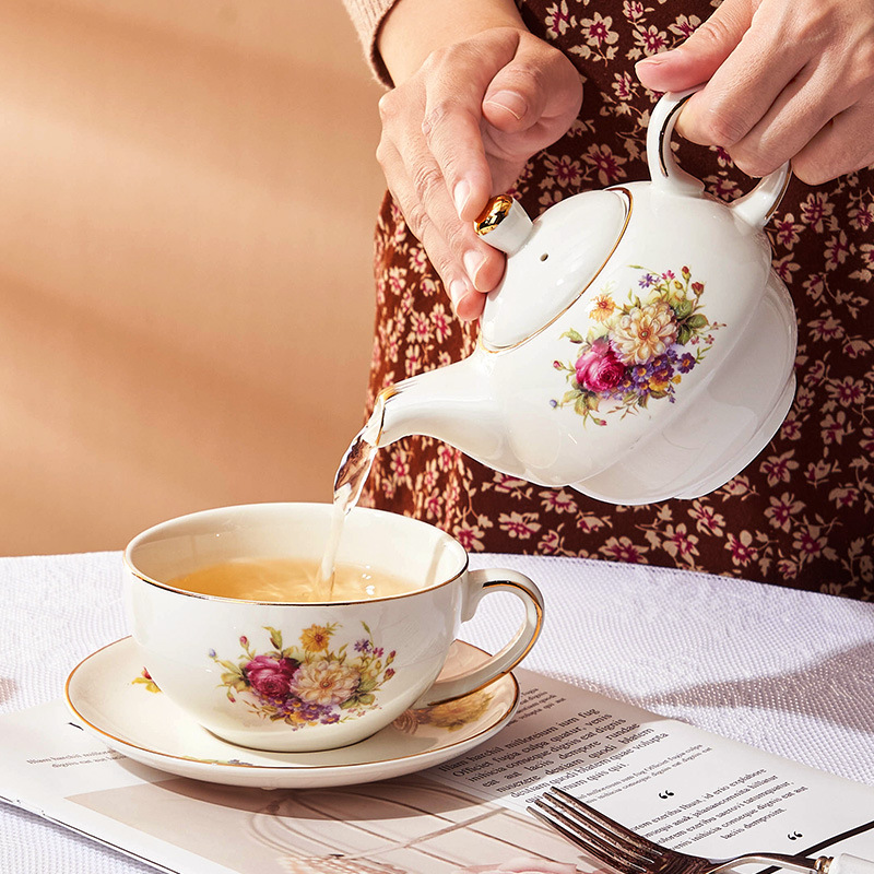 英式下午茶单人壶陶瓷茶具套装一杯碟子母壶茶壶咖啡壶礼品可logo