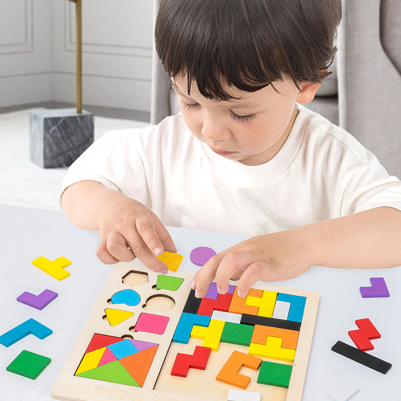 Three-in-one Tetris building block puzzle 3 children's intelligence development 4 to 6 years old 5 boys and girls assembly game