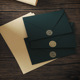 3 sheets of touch dark green envelope +10 sheets of cowhide horizontal letter paper + stickers
