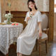 Short-Sleeved Nightgown Women's Summer Cotton Palace Style Elegant Lace Princess Pajamas Loose Large Size Soft Outwear Home Clothes