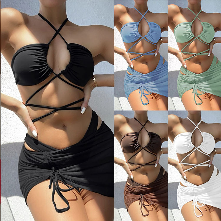 2023 New Lace-up Bikini Three-piece Set