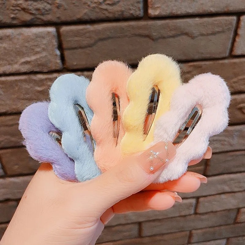 Autumn and winter cute clouds wave plush hairpin girl bangs hairpin children BB side clip furry headwear super cute
