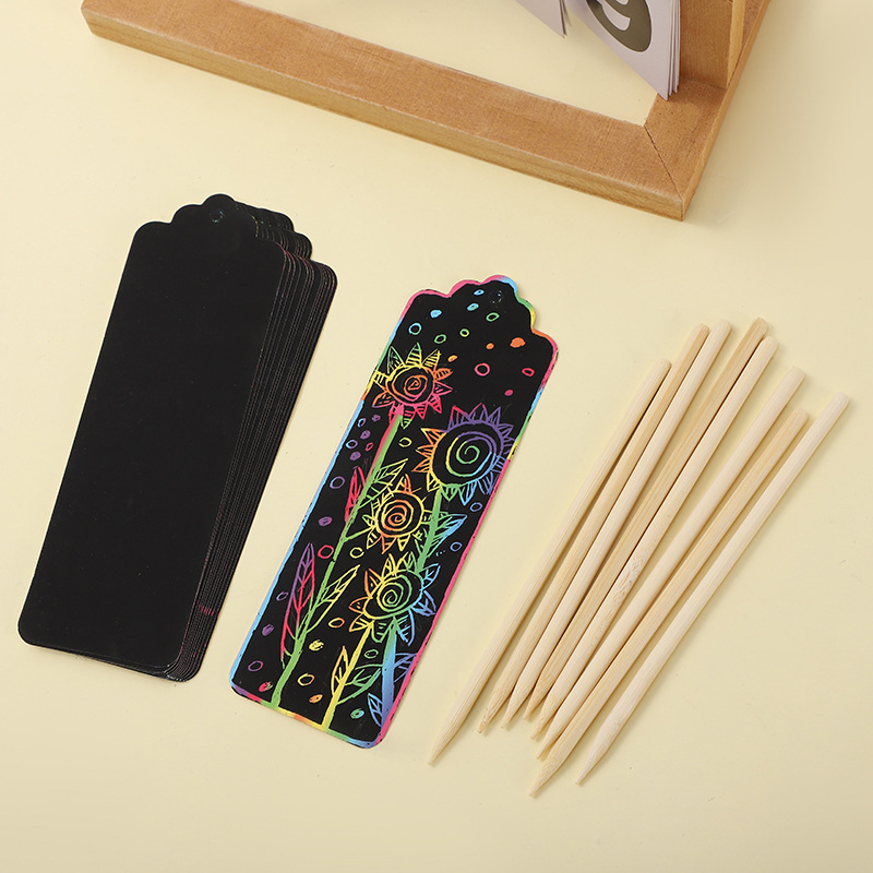Colorful Student Art Scraping Bookmark Paper Hands-on diy Scraping Paper Fun Educational Scraping Bookmark Spot