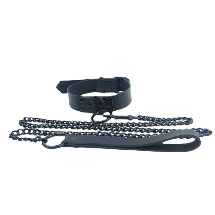 Pu Leather Dark Gothic Wind Collar Chain Couple's Traction Rope Collar Cosplay Decorative Street Shooting Nightclub Necklace