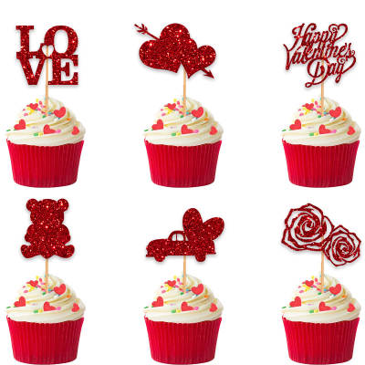 Cross-border Valentine's Day party cake decoration plug-in love love theme party dessert paper cup prayer flag