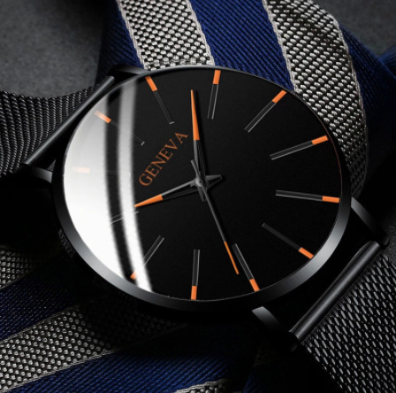 Wish New Geneva Watch Casual Korean Style Simple Watch Mesh Band Quartz Wrist Watch Foreign Trade Men's Watch
