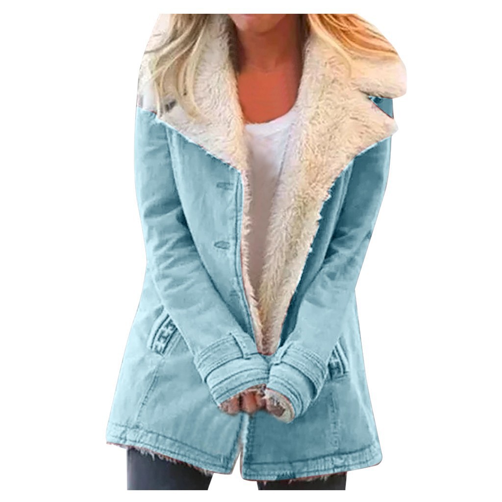 Spot 2022wish Amazon best selling explosions autumn and winter solid color plush lapel long coat women W160