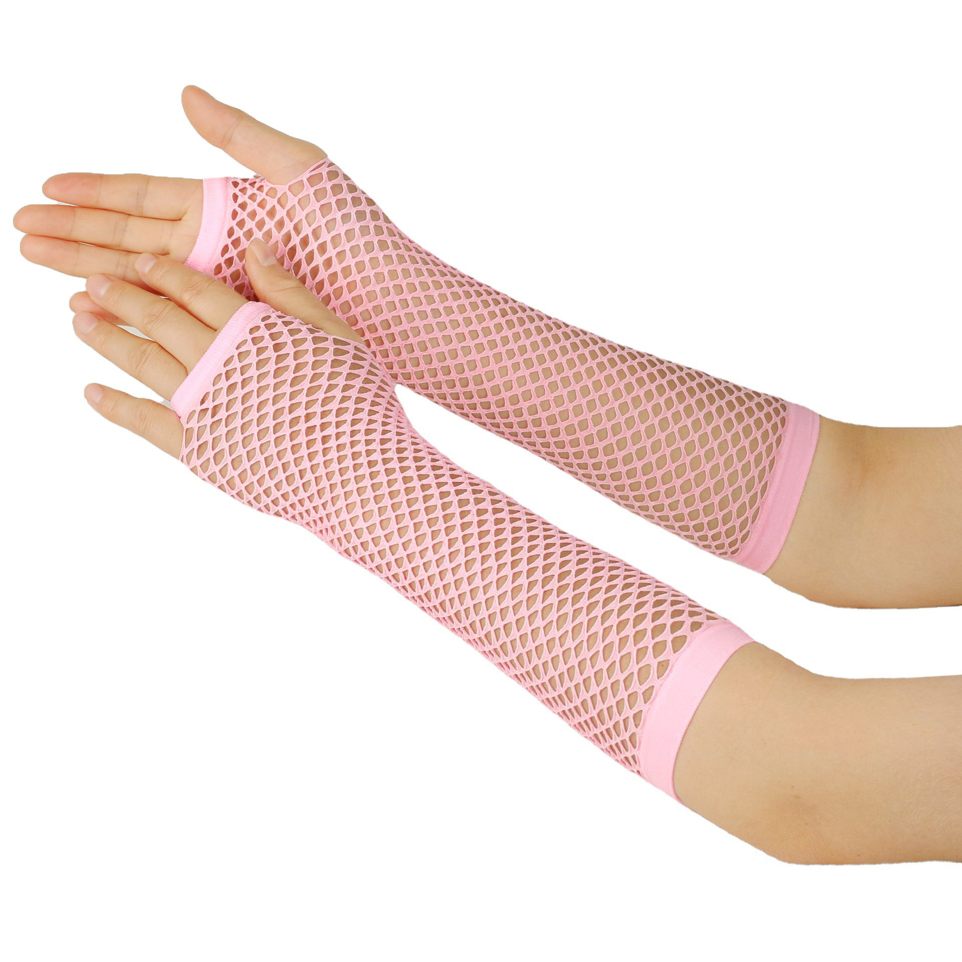Gants élastiques en filet de pêche épais européens et américains, gants longs sexy punk, gants d'étiquette de fête en boîte de nuit à demi-doigts, gants transfrontaliers_voghion.com