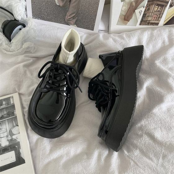 British style Mary Jane shoes 2023 Spring and Autumn new black lace-up small leather shoes women's Japanese PU leather loafers for women