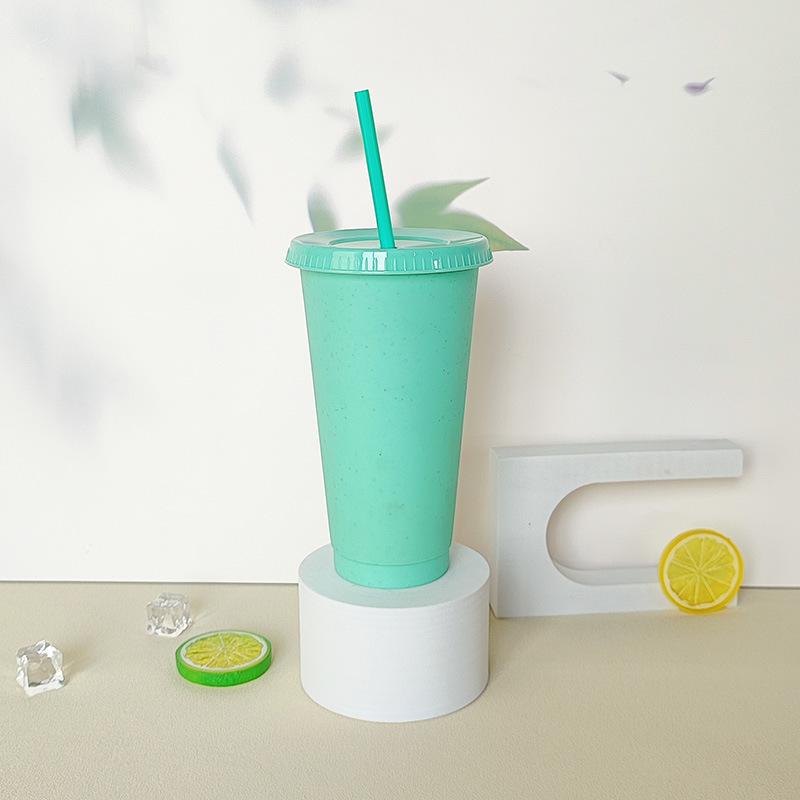 新しいプラスチックストローカップ大容量透明飲料ミルクティーカップ蓋付き創意フラッシュカップ工場卸売り|undefined