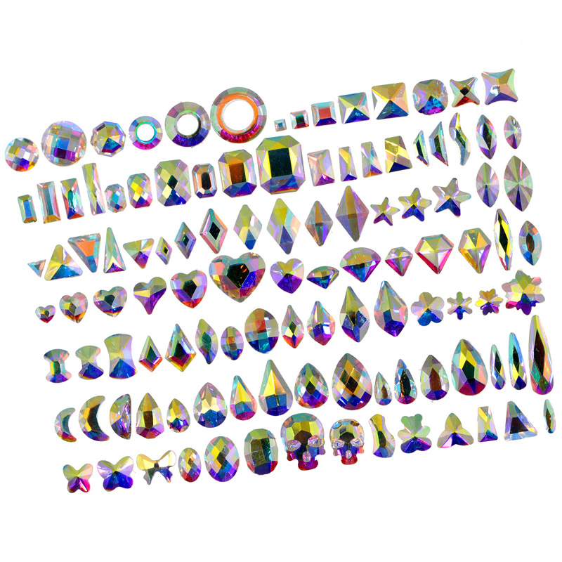 2023 new nail accessories nail stickers glass flat diamond AB color special-shaped diamond small love DIY rhinestone wholesale