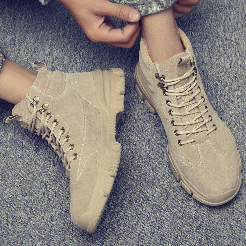 Kung Fu Deer Martin Boots Men's High-top Leather Shoes Mid-top Trendy Shoes Outdoor Tooling Shoes Tactical Short Boots Cotton Shoes Leather Boots
