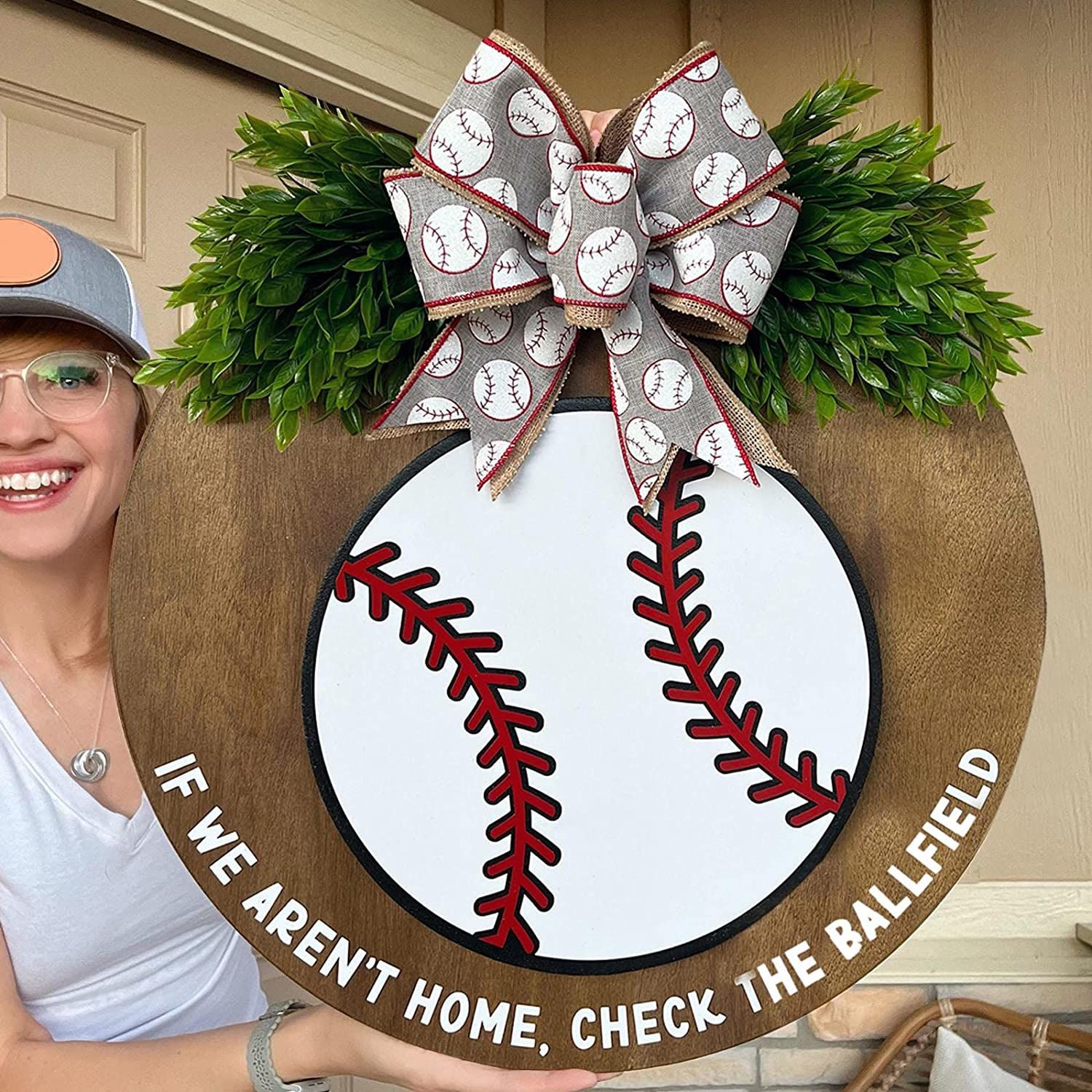 Welcome Baseball Decor Sign 欢迎棒球装饰标志门前门牌装饰品