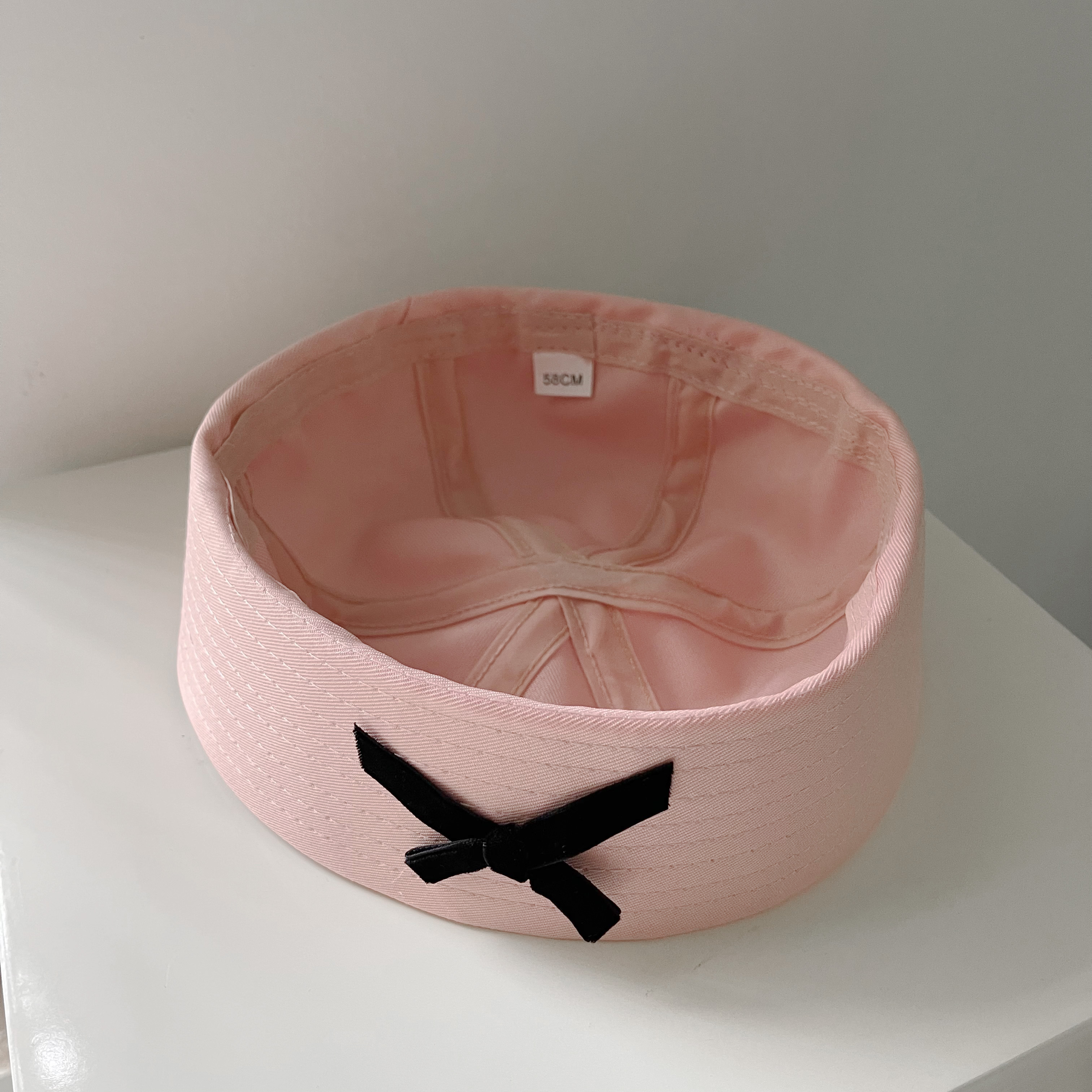 Bowknot Cute Pink Sailor Hat Overturned Hat Korean Style All-match Sweet Girl Summer JK Beret Navy Hat