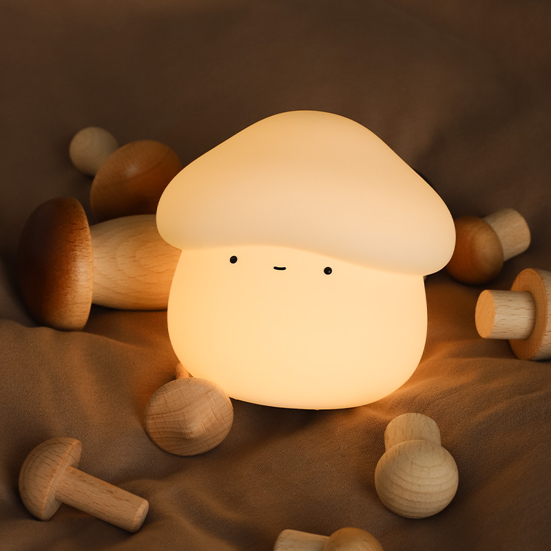 Mushroom head silicone lamp USB charging timing dimming night light bedroom bedside baby feeding pat light