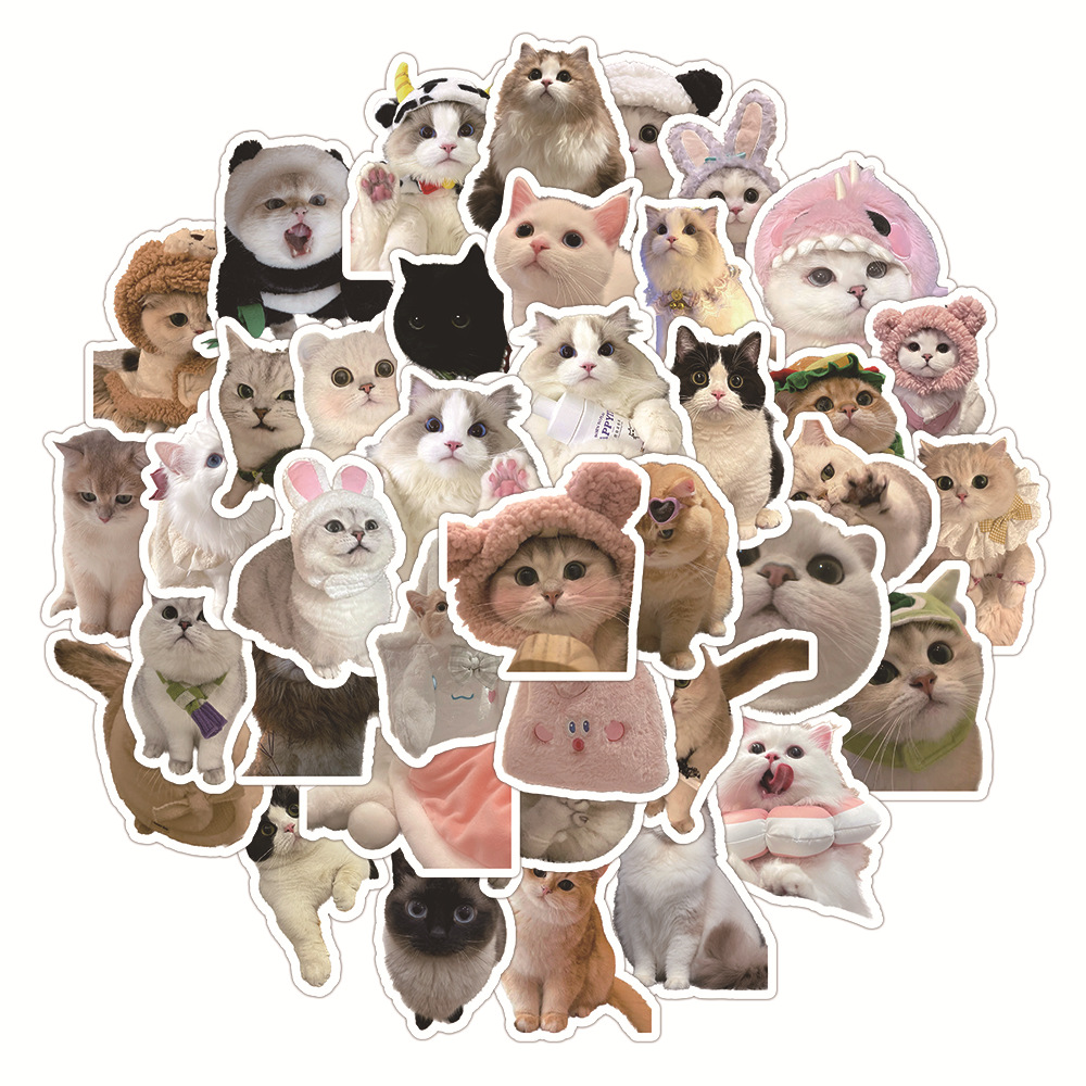 63 special-shaped dog cat stickers cute realistic kitten ins Korean style mobile phone Shell Flat small stickers