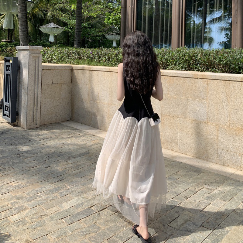 Socialite French style women's clothing dress 2024 Summer new light luxury high-grade temperament Hepburn style dress large swing skirt
