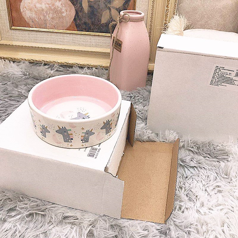 New pet ceramic bowl unicorn printing cartoon dog bowl cat bowl dog bowl Universal easy to clean spot wholesale