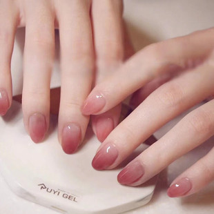 B426 Cherry gradient mid-length white detachable nail sticker pink transparent wear manicure finished product factory direct sales