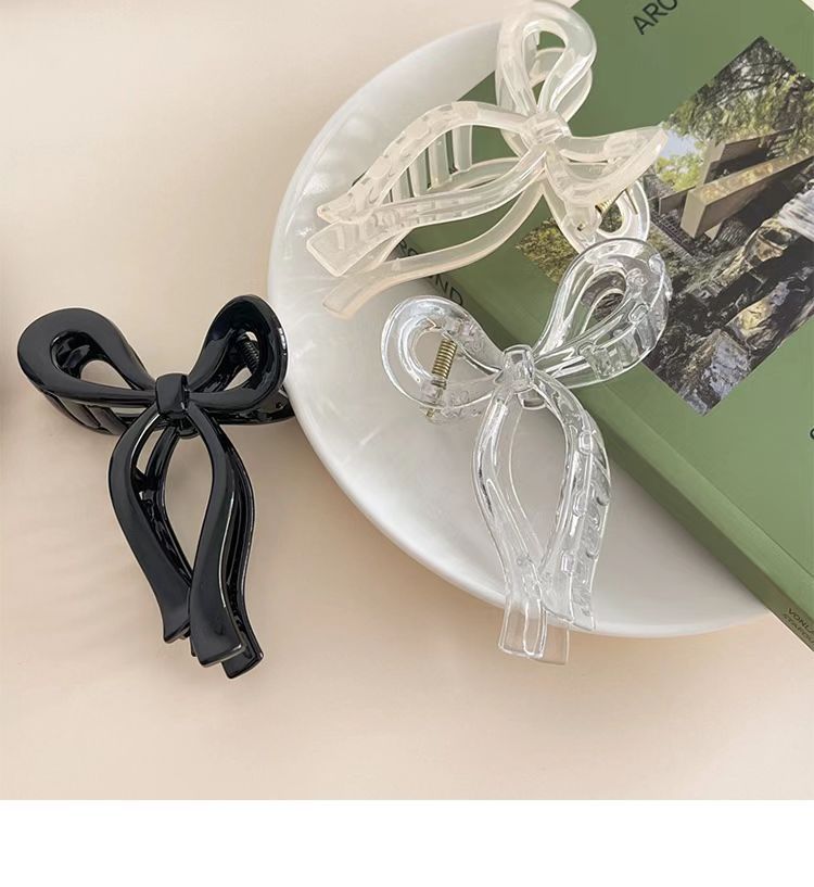 South Korea New elegant transparent small fresh jelly texture acrylic hairpin lady style bow plate hair grip_voghion.com