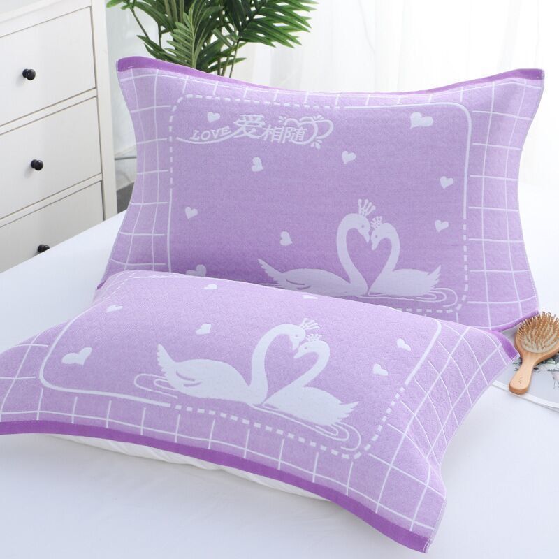 Cotton Pillow Towel A Pair of High-Grade Cotton Gauze Household Adult Pillow Headband Soft Sweat-Absorbing Single-Person Four-Season Cover Towel for Hair