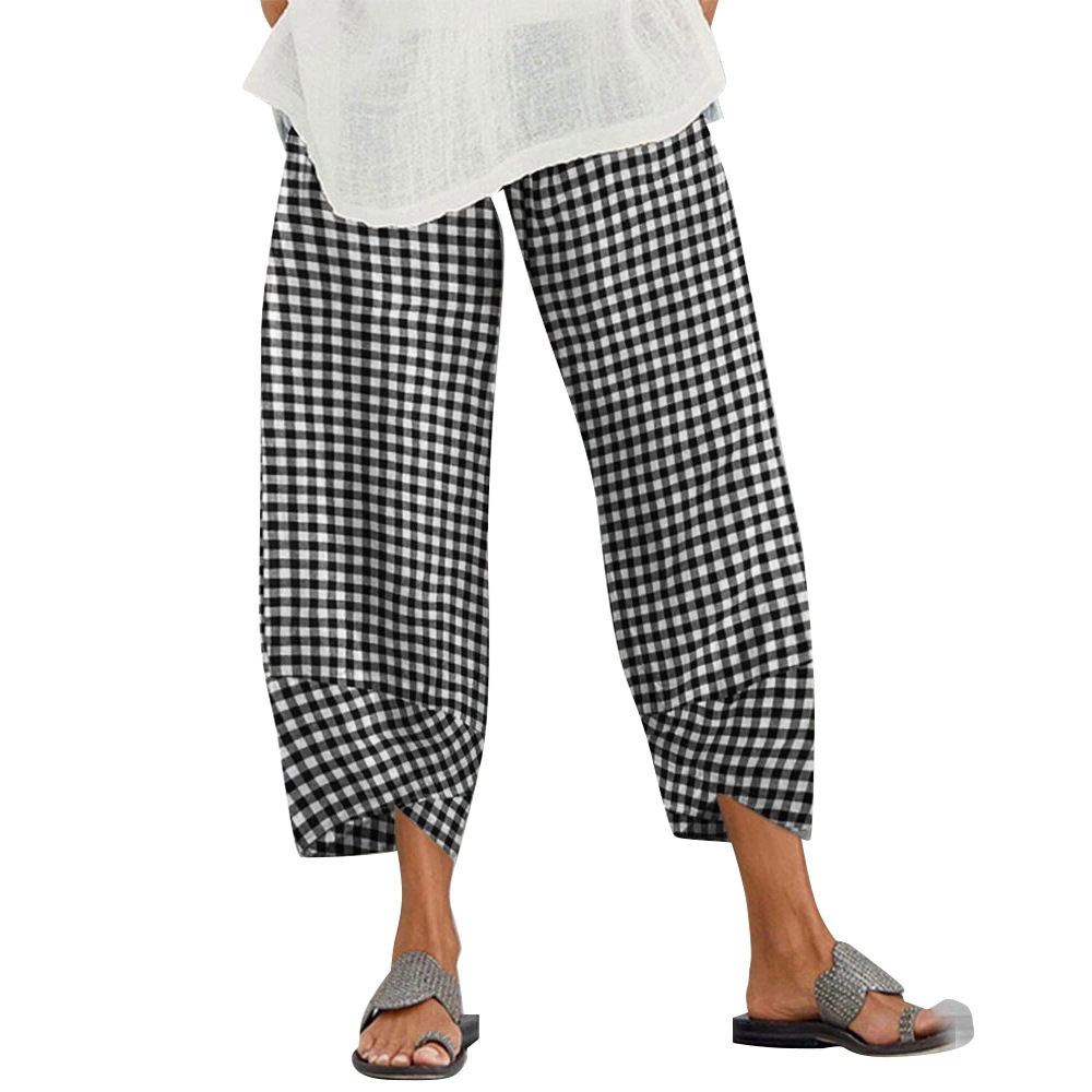 Cross-border 2023 Amazon AliExpress ebay new women's European and American sexy pants Plaid stitching