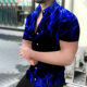 Cross-border foreign trade Men's Spring 3D printing flame short sleeve casual shirt European and American personality men's large size shirt men