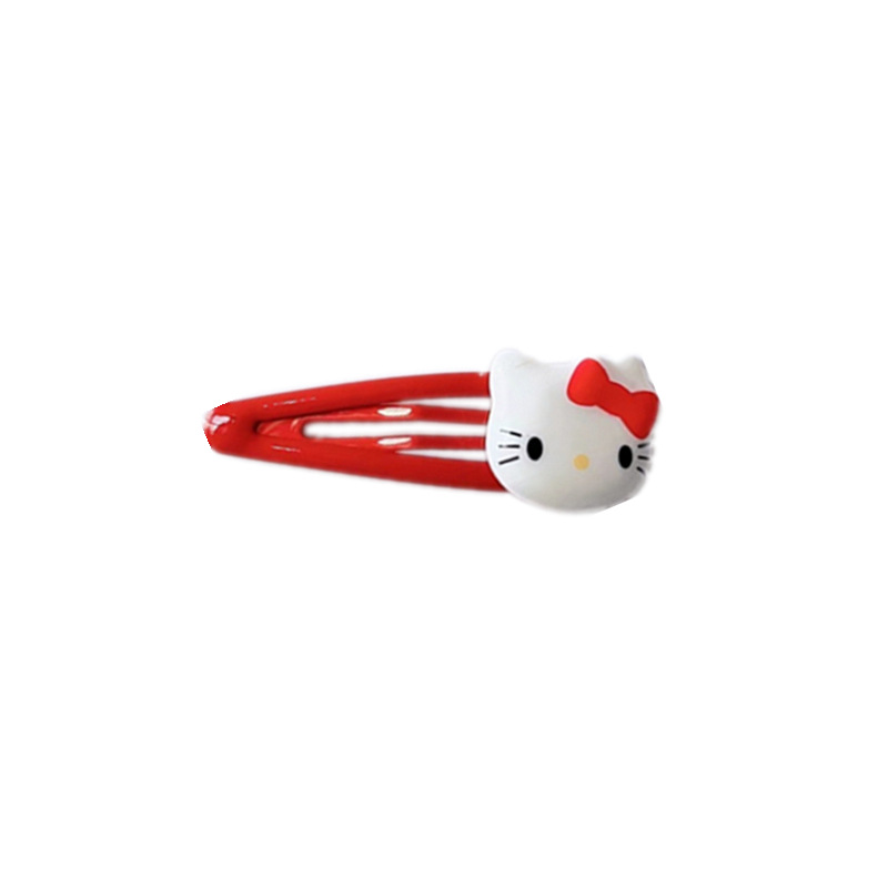 Cute Cartoon Hello Kitty Hairpin Pink Red Cat Head Cat Catching Hairpin Clip Children Students All-match Hair Accessories