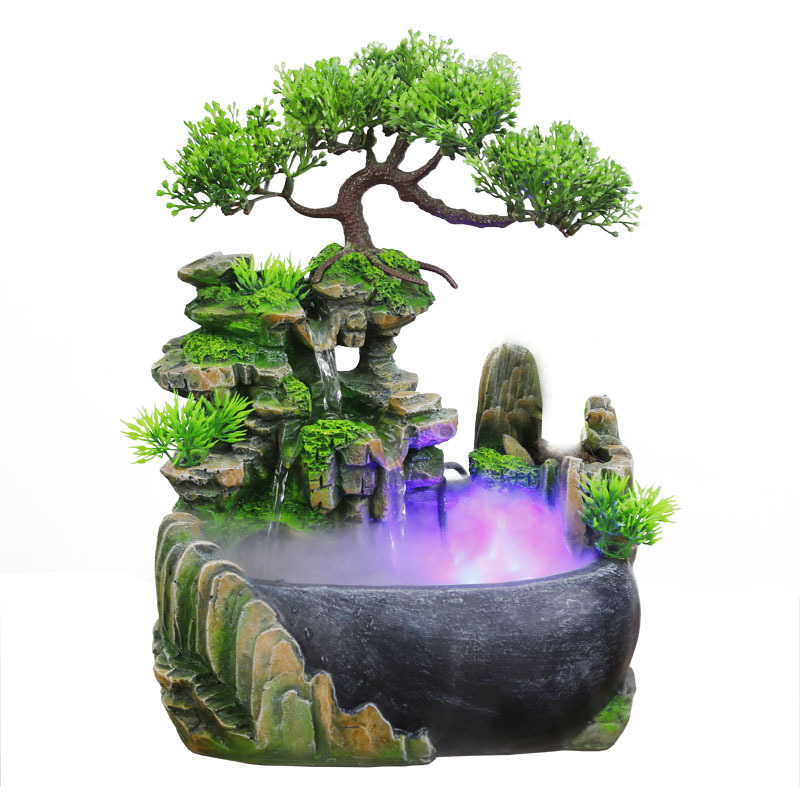 Creative gifts small rockery flowing water desktop decoration humidifier office craft products to create ginger tea